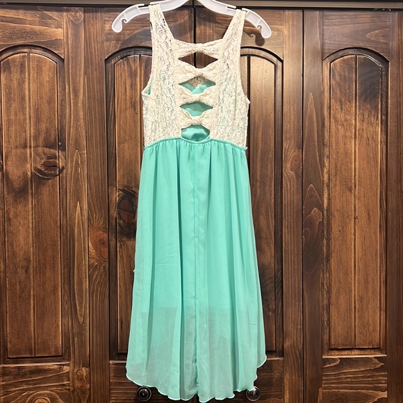 Ladies Rue21 Medium Spring Dress White Lace Turquoise Flowy - Picture 4 of 6